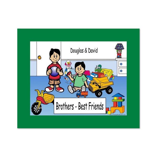 Printed Perfection Personalized Brothers Caricature with a Mat & Frame
